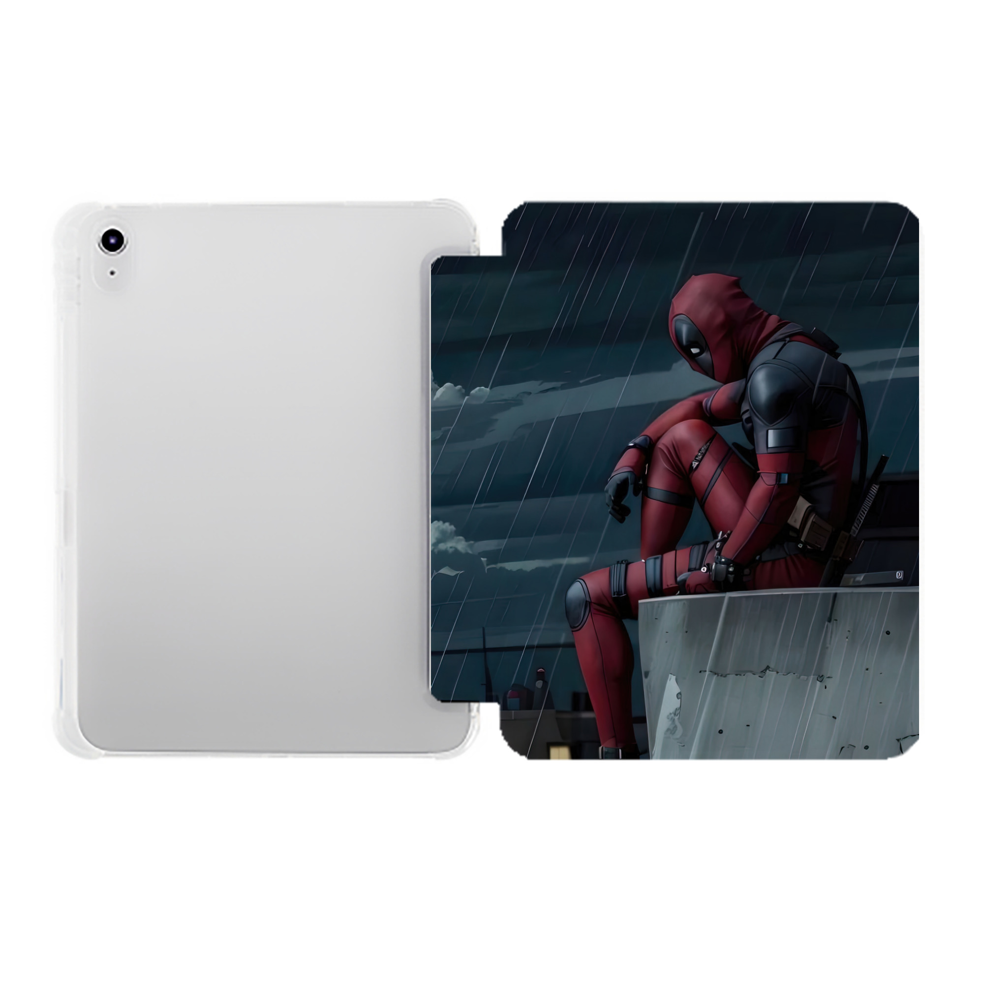 （画像用） Deadpool デッドプール IPad ケース ペン収納付き 三つ折りスタンド PUレザー×シリコン 対応機種9.5/10.5/10.9インチ